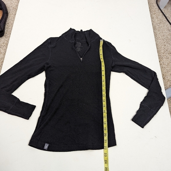 Ibex Woolies 220 Black Merino Wool Quarter Zip Pullover Baselayer Top - Picture 7 of 7